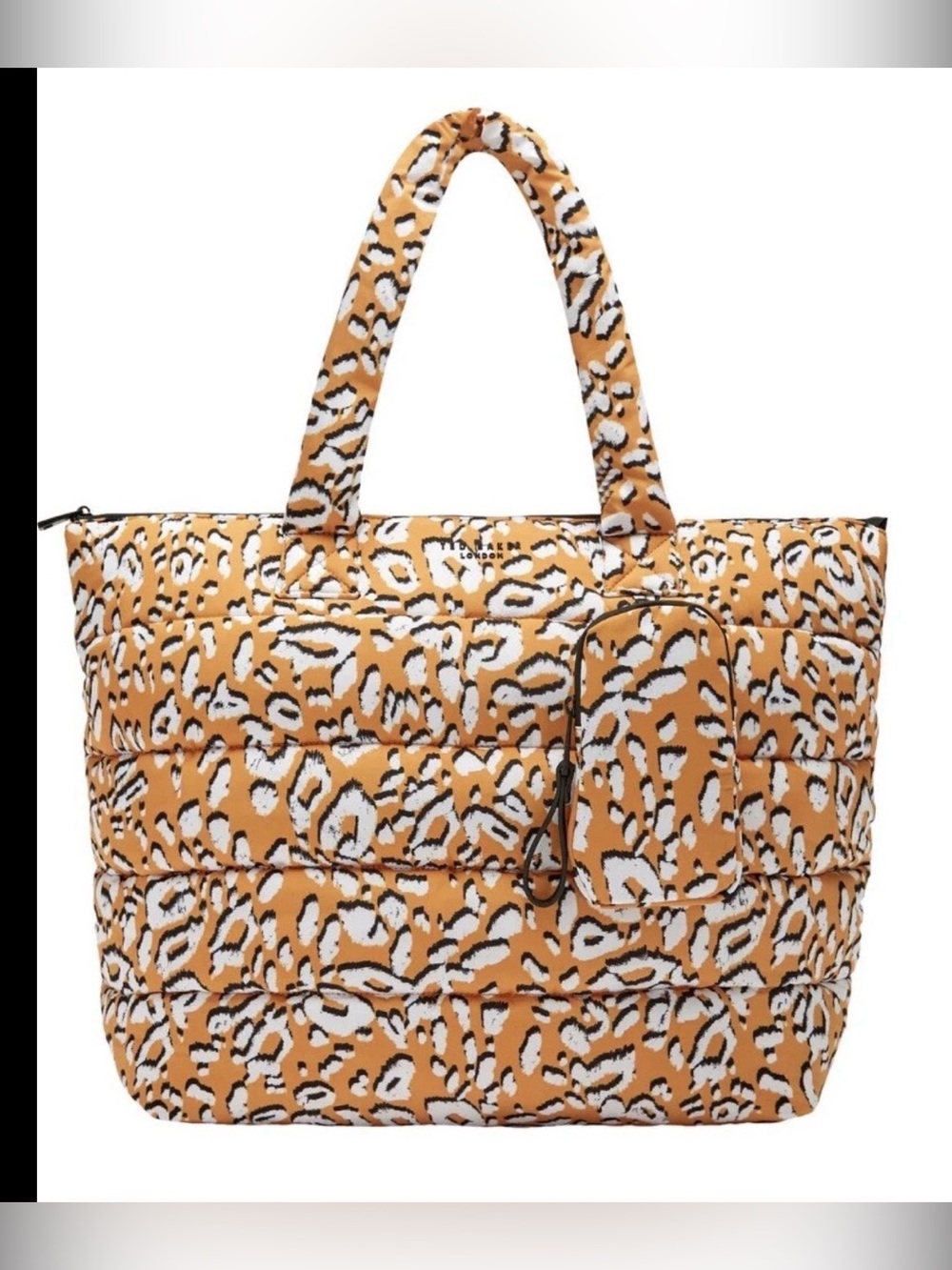 TED BAKER LONDON Leopard Yellow XL Puffer Tote Handbag microfiber NEW 1646